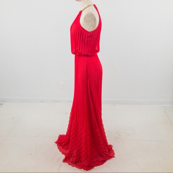 Guess S Studio 54 Pleated Maxi Dress Red Coral - Picture 6 of 13